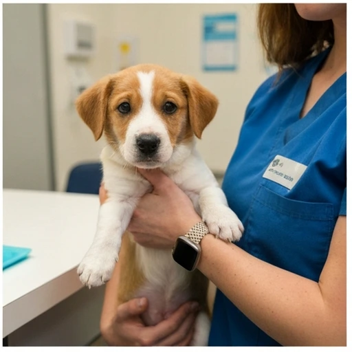 Veterinarian examining a dog