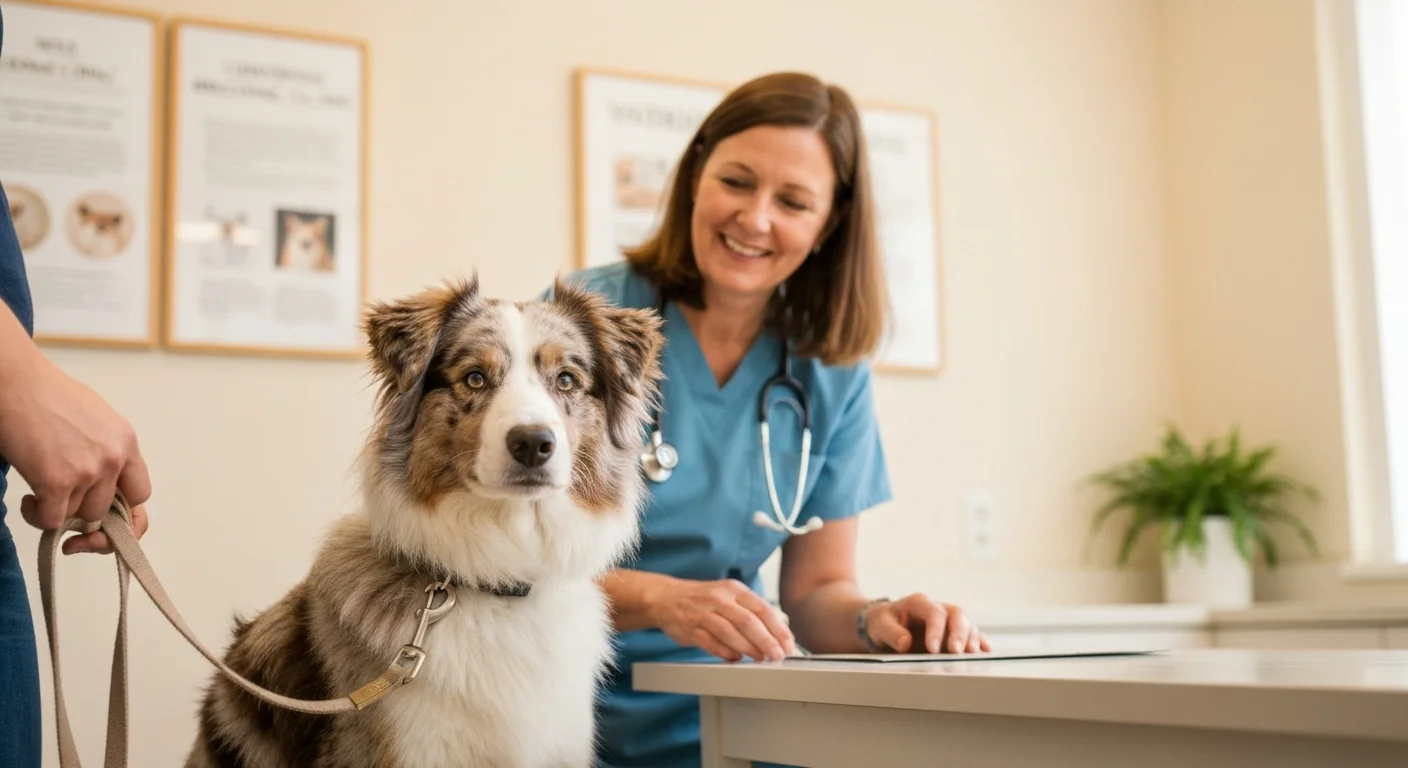 Dog at a routine health assessment