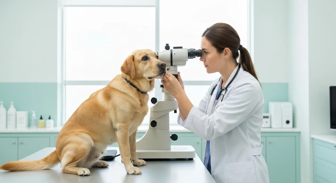 Dog receiving a health checkup