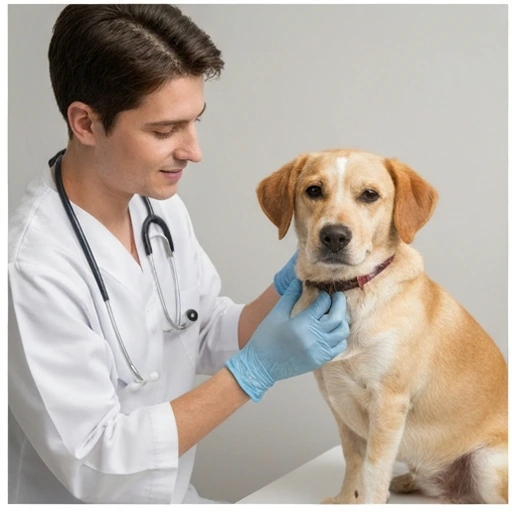 Dog at a routine health assessment