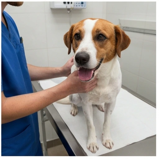 Canine patient during vet visit